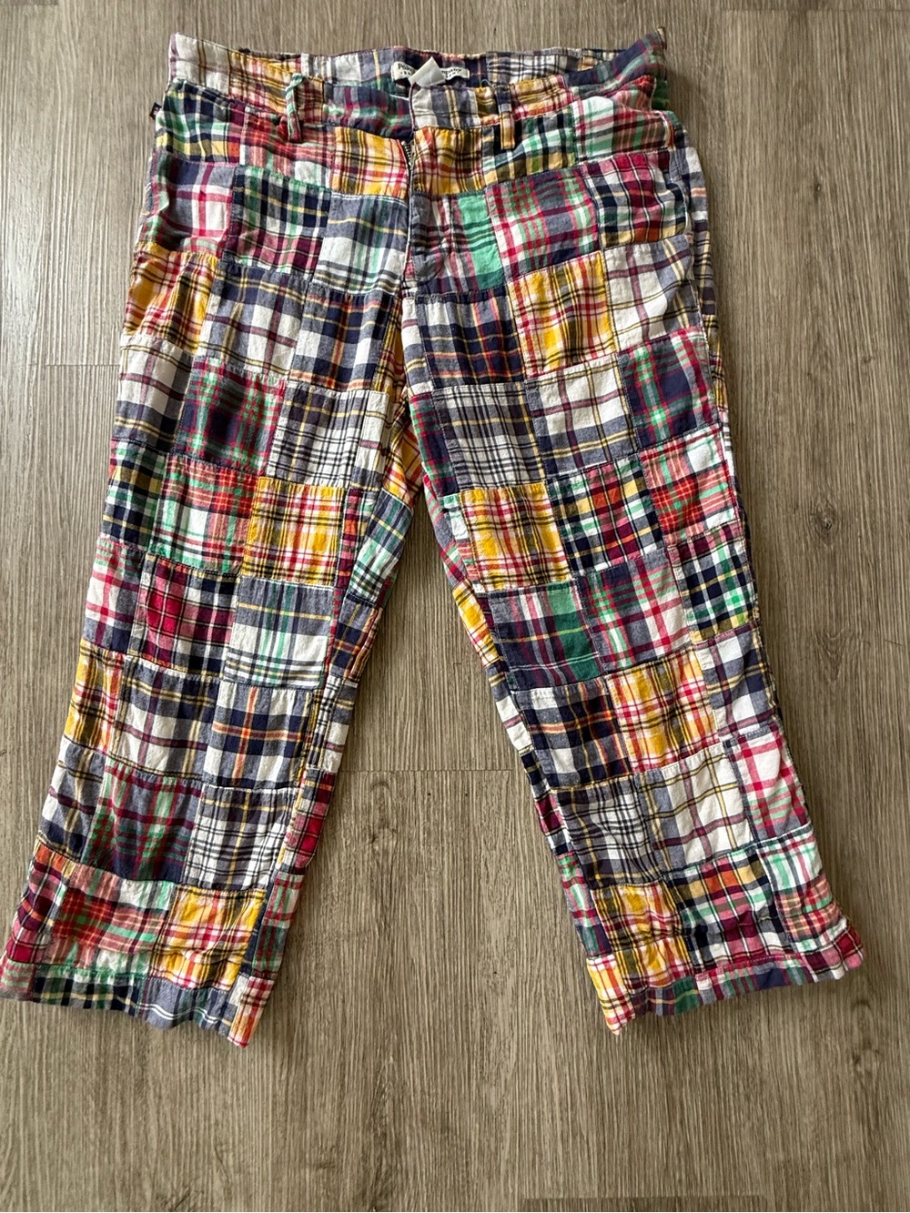 Vintage Polo Jeans Co Ralph Lauren Madras Patchwork Capri Pants Size 8 - Picture 10 of 10